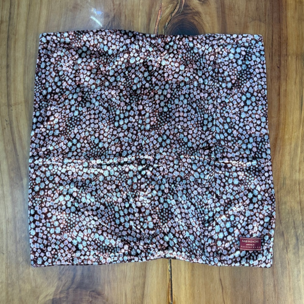 Pottery Barn Pillow Cover Square Velvet Sabyasachi Floral 20 x 20 Red X4-8